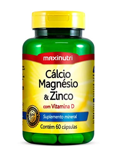 Cálcio, Magnésio e Zinco - 3 unidades de 60 Cápsulas - Maxinutri