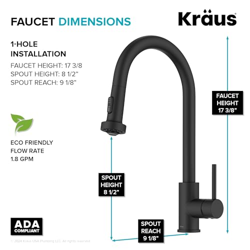 KRAUS-Bolden-2-Function-Single-Handle-Pull-Down-Kitchen-Faucet-in-Matte-Black-KPF-1616MB KRAUS Bolden 2 Function Single Handle Pull Down Kitchen Faucet in Matte Black KPF 1616MB