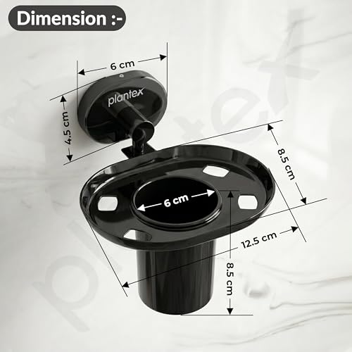 Image of Plantex J4 Stainless Steel Toothbrush Holder for Bathroom /Toothbrush Stand for Bathroom /Tumbler Holder /Bathroom Accessories (PVD Black Finish) Onix