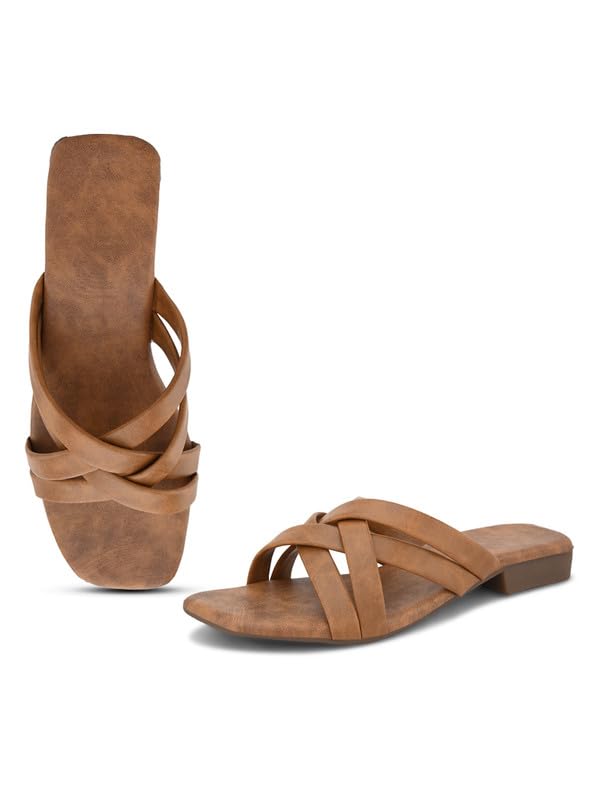 XE Looks Stylish & Charm Tan Cross Strap Flat Slippers For Women & Girls (B0D5CP8CB8) Amazon Price History, Amazon Price Tracker