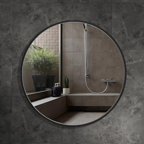 Miroir mural rond noir Orion 70 cm de qualité supérieure