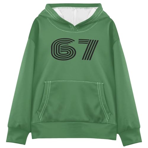 ALAZA 67 Meme Hoodies Sweatshirt for Boys Girls Kids C Hooded Pullover Top Green
