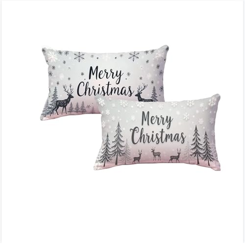 Housse coussin 50x80cm de Noël imperméable taie oreiller lin