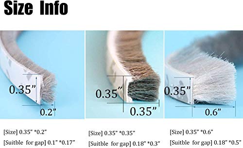 Tooperze Weather Stripping For Door,Self Adhesive Brush Window Seal Strip For House Windows Weatherproof Soundproof Dustproof 32.8 Ft Length Black #TOP4