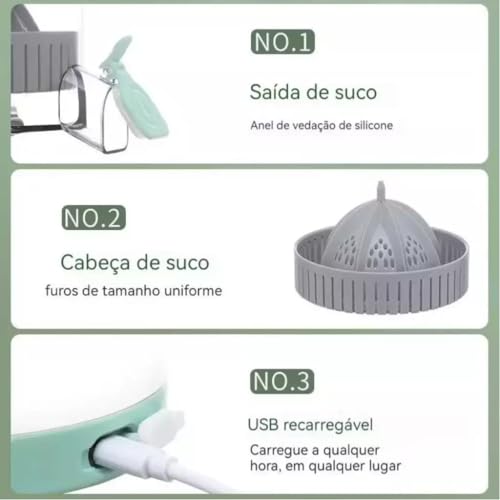 Espremedor Portátil Elétrico Usb Extrator De Sucos Frutas