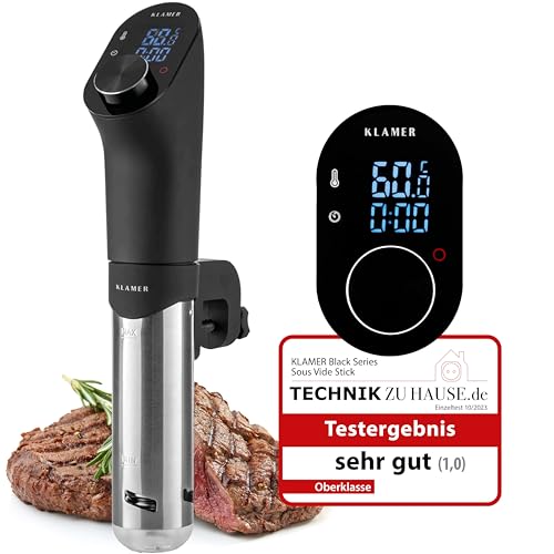 KLAMER Sous Vide Stick, 1200 Watt IPX7 wasserdichter Sous Vide Garer mit 3D Zirkulation und 20-95℃ Temperaturregelung, Schongarer Timerfunktion und LED Display