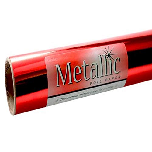 Grafix Red Metallic Foil Paper Roll 26-Inch by 6-Feet