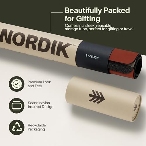 Image of Nordik Felt and Leather Desk Mat - Dual Layer Emberwood Brown 35 x 17 in | Dual-Layered Mat Leather Desk Pad with Document Organizer - Full Desktop Mat - Large Non-slip and Waterproof Desk Blotter