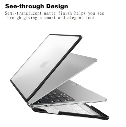 Image of Midkart Case Compatible with MacBook Air 13.6 inch M5 M4 M3 M2 Release 2026-2022 A3449 A3240 A3113 A2681 Hard Shell Cover Keyguard Dust Plugs for MacBook Air 13 inch Case, Semi-Transparent & Black