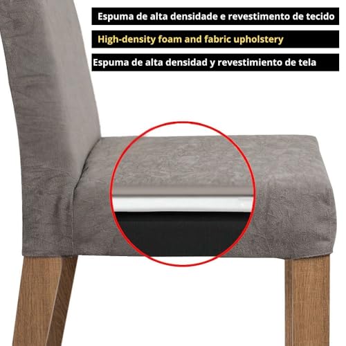 Image of Madesa 4 Seater Dining Set with Fully Cushioned Rectangular Table Top, Sturdy Wooden 160 Cm for Dining Room and Kitchen - Brown /Grey