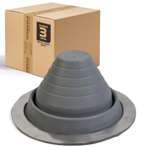 Image of Fasteners Plus #3 Round EPDM Metal Roof Pipe Flashing Boot (Fits 1 /4 inch - 5 inch Pipe OD), Dark Gray