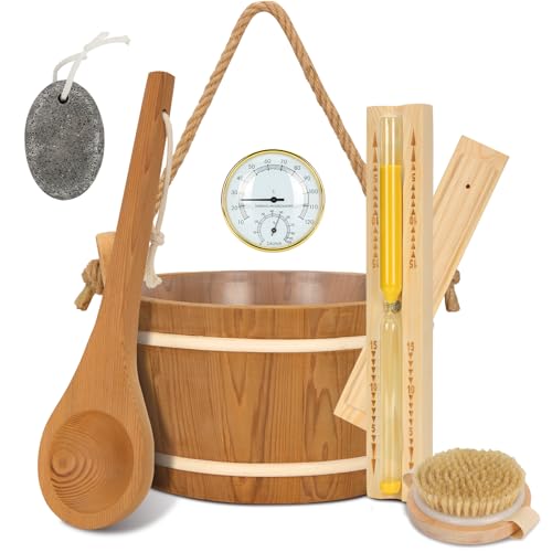 Sauna Accessories Kit 6PCS,Handcrafted from Canadian Premium Red Cedar Wood,Sauna...