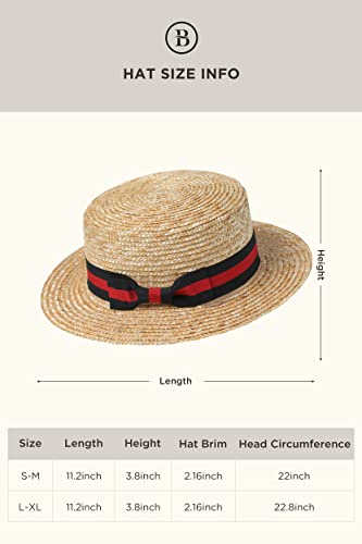 Babeyond Men's 1920S Brim Boater Hat Gatsby Straw Hat 20S Costume Accessories (Red And Black, Small/Medium) #TOP4