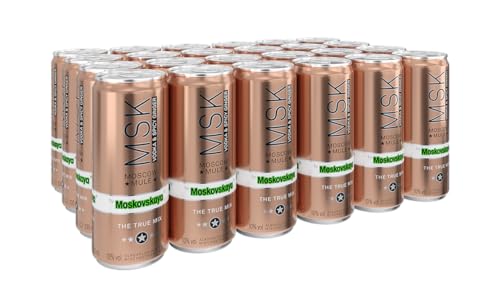 Moskovskaya - MSK by Moskovskaya Moscow Mule I Ready to Drink I 24 x 0,25 L I Preis inkl. 6€ Pfand I 10% Alkoholgehalt I Premium Mix