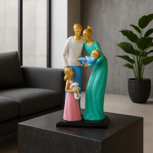 Image of Xtore Colorful Family Figurine | Resin Home Decor Accent | Unique Art Piece for Living Room, Office | Vibrant and Expressive Design | Symbol of Family Love and Unity