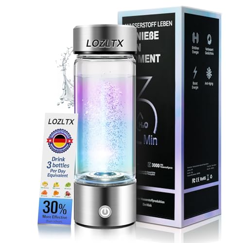 Wasserstoff Wasserflasche【24h Stabile H₂-Aktivität】 Hydrogen Water【SPE-Technik & Nr.1 H₂-Gehalt】 Hydrogen Water Bottle Doppelte Wasserstoffkonzentration, Wasseraufbereitung in 3 Minuten,450ml Silver