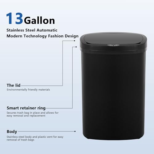 Caneca de basura automática 13 galones con tapa y sensor táctil miniatura 4