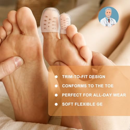 Image of Qianyu 56 Pcs Silicone Toe Protectors Gel Breathable Toe Caps Anti-Friction Pinky Toe Rubbing Sleeves Soft Little Toe Covers for Men Women Blisters Hammer Toes Corns Calluses Ingrown Toenails