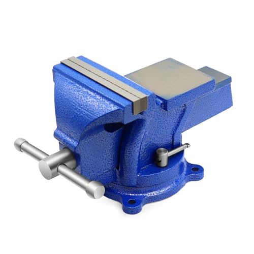 Nakkaa 4' Bench Vise Ductile Cast Iron Bench Vise with 360° Flexible Swivel Locking Base Heavy Duty Home Work 4 Inch Bench Vice 11IB/5KG