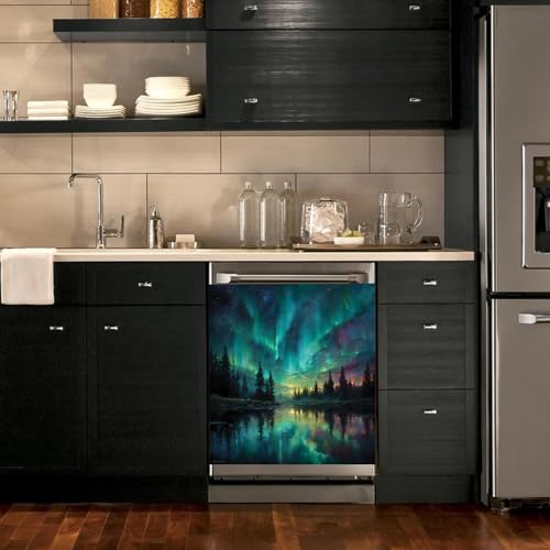 Image of BVBOX Dishwasher Magnet Cover 23 inchx26 inch, Reusable Magnetic Refrigerator Covers, Decorative Magnets Cover Fridge Door Skin Panel Stickers for Home Kitchen Appliance