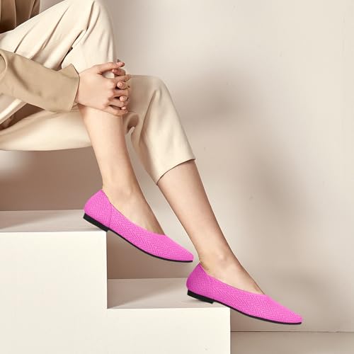 Image of Pointed Toe Flats for Women Knit Ballet Flats Women's Comfortable Dress Shoes Casual Business Work