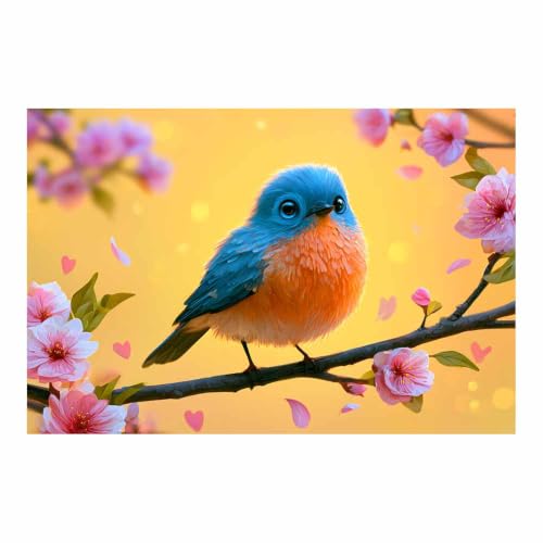 Toile oiseau de printemps imprimé floral multicolore peinture d'art 80x120cm