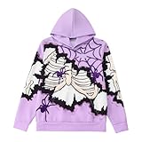 Generisch Sweat à capuche Y2K pour homme - Oversize - Hip Hop - Costume d'Halloween - Veste de survêtement à capuche - Coupe-vent - Automne et hiver - Coupe ajustée - Pull de travail, Violet-n, S