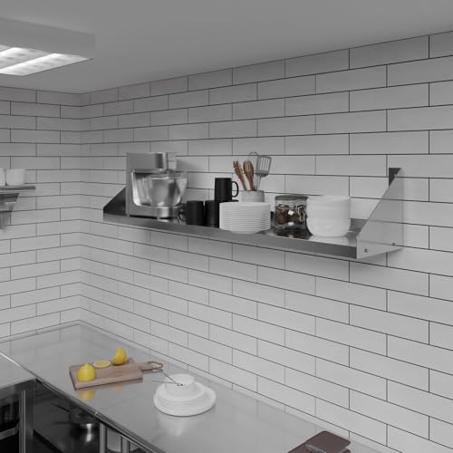Image of AmGood Stainless Steel Wall Shelf with Side Guards (60 inch Long x 12 inch Deep)