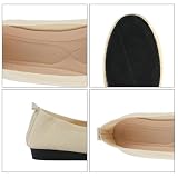 OFFCUP Damskie baletki z dzianiny, okrągły nosek, płaskie, slip-on, wykonane z dzianinki, wygodne i miękkie, beżowy, 39 EU