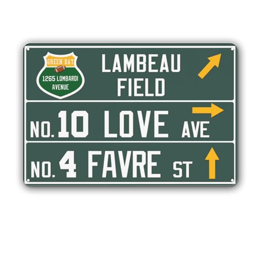 12 x 8 Packer Wall Decor Art Poster Bay Green Football Metal Tin Sign Packer Gifts for Boys Men Home Room Decor