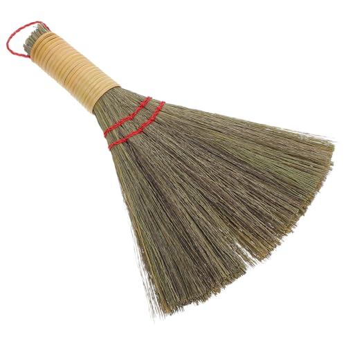 FONDOTIN Piccola Scopa Asiatica di Paglia di Mais Resistente, Spazzatrice da Tavolo Artigianale Leggera e Portatile per Pulizia Scrivanie, Divani e Pavimenti in Casa