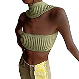 Strapless Crop Top for Women Twist Front Hollow Knitted Tube Top Sleeveless Bandeau Bustier Tops Aes