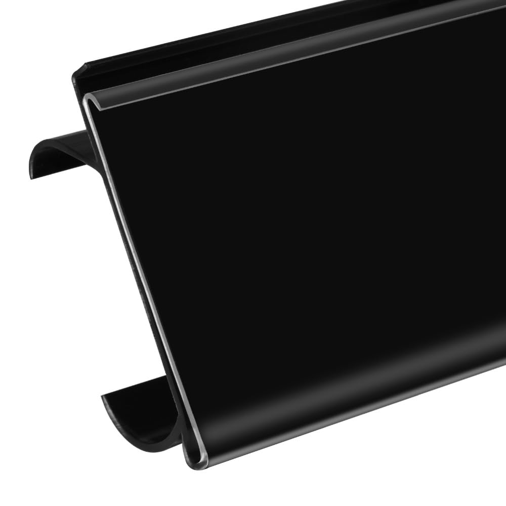 Strisce di etichette per mensole standard da 3,8 cm a 3,8 cm a 3,5 cm, confezione da 100 pezzi a scatto da 3,8 cm di altezza, porta cartellini del prezzo con plastica trasparente anteriore/retro nero