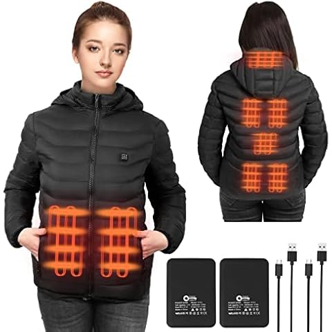 QTREE intelligence Women’s Heated Jacket with 2pack 10000mAh Battery Pack, 8 Areas Water/Wind Resistant Heating Coat（2XL） Cover