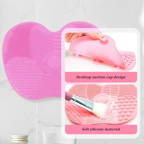 Cepillo de Limpieza de Silicona,2PCS Alfombrilla de Limpieza de Brochas de Maquillaje de Silicona, Estera de Limpieza de Cepillo Cosmético, Almohadilla limpiadora de Brochas Cosméticas Portátil - imagen 4