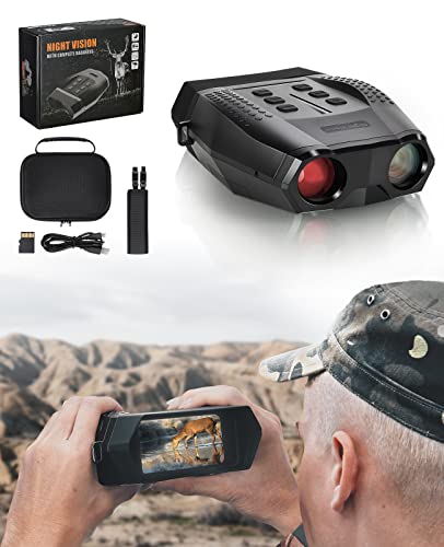 KEMIMOTO Night Vision Goggles, 1080P Infrared Digital Night Vision Binoculars for Adults, 1968 FT with 32GB Memory Card, Tactical Gear for Hunting and Security, Black
