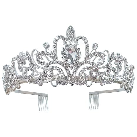 Silver Tiara, Crowns Crystal Headband Princess Rhinestone Crown with Combs Bride Headbands Bridal Wedding Prom Birthday Party Hair Accessories Jewelry for Women Girls