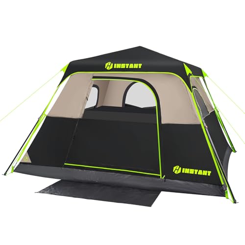HINSTANT 4/6/8 Person Instant Tent, Waterproof Pop Up Tents for Camping with Rainfly, 60 Seconds Easy Setup, Automatic Cabin Tent for Family Camping with Expandable Carry Bag & Upgraded Ventilation