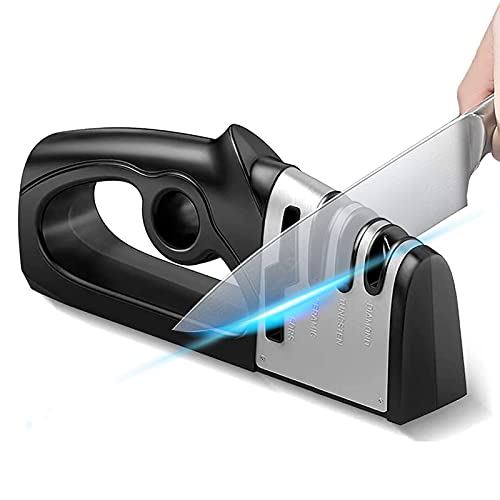 Aelflane Knife Sharpener, 4-in-1 Kitchen Knife and Scissors Sharpener,Non-Slip Base,Antiskid Silicone Knife Sharpener Suit Most Knives