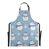 xigua Winter Snowman Snowflakes Apron Larger Size Cooking kitchen Baking Unisex Aprons, Aprons for...