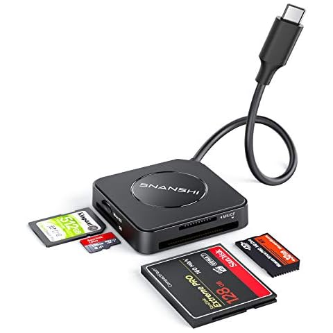 USB C SD Card Reader 4 in 1,SNANSHI SD Card Reader USB C Card Hub Adapter 5Gbps Read 4 Cards Simultaneously for CF, CFI, TF, SDXC, SDHC, SD, MMC, Micro SDXC, Micro SD, Micro SDHC, MS, UHS-I Cover