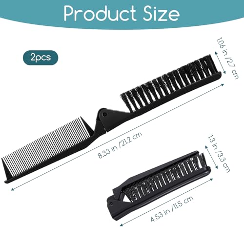 Peine Plegable Antiestático Doble Cabeza 2 Piezas Negro miniatura 2