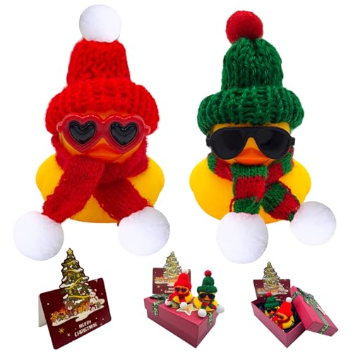 2er Set Quietscheente Weihnachten,Gummiente Autodekoration,Mini Enten...