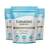 Turmeric Tablets 4000mg | Turmeric Supplement with Added Black Pepper & Ginger | 360 High Strength Curcumin Tablet (Gummies, Not Capsule or Powder) | Vegan, Made in UK