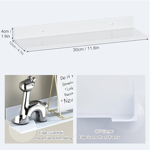 HNVNER Adhesive Floating Shelves for Wall 2 Pack, Metal Shower Shelf 40cm by HNVNER - Used condition - Image 2