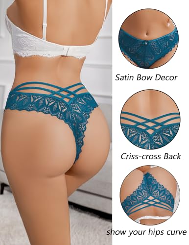 Image of Avidlove Womens Underwear Lace Cheeky Panties Criss Cross Back Bikini Thongs Sexy Undies