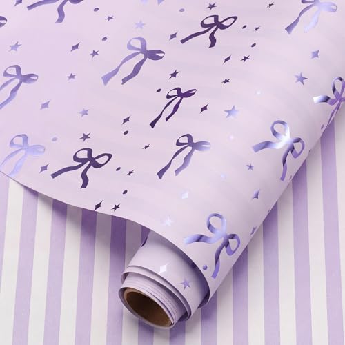 Papier cadeau violet pour anniversaire et fêtes prénatales colorées