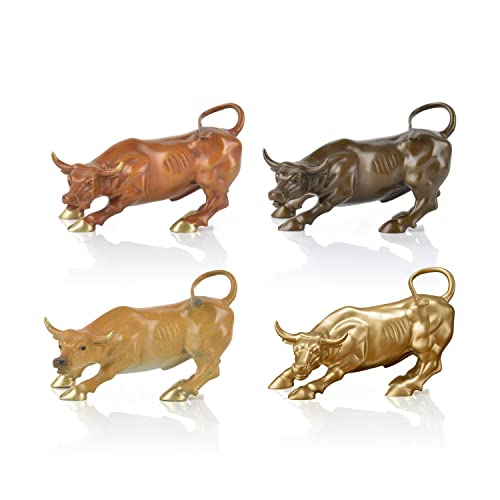 Fairyville Brass Wall Street Bull Handmade Pure Copper Statue Brass Sculpture Collectable Table Decor Figurine For Living Room Home Decorations And Office Business Gift (Medium 7.9'', Gold) #TOP7