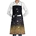 Drempad Delantal Gold, Flash, Black Adjusatble Women Kitchen Apron with Pockets and Extra Long Ties, Apron for Cooking, Baking, Gardening, Crafting, BBQ