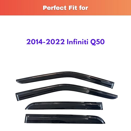 Image of KPY Rain Guards Fit for 2014-2022 Infiniti Q50, Out-Channel Window Visors Vent Wind Deflectors 4PC, Car Accessories for 14-22 Infiniti Q50
